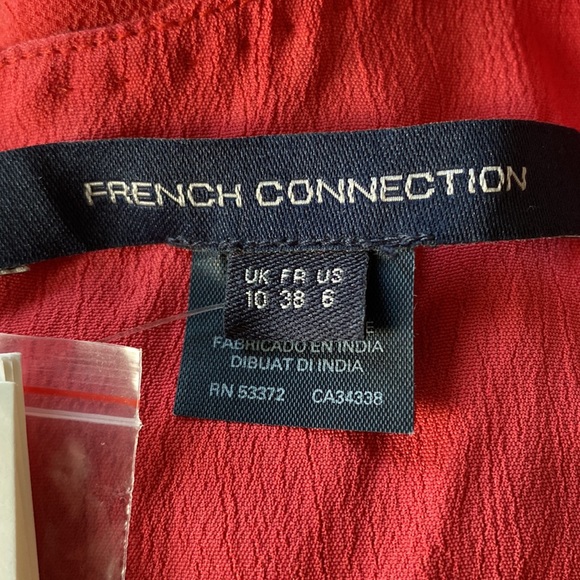 NWT French Connection Bex Beaded Coral Silk Long Sleeve Dress - size 6 - Picture 10 of 14